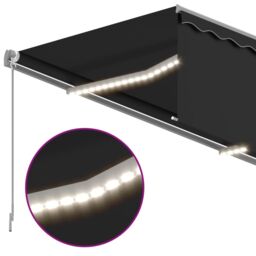 Berkfield Home Manual Retractable Awning with Blind&LED 3.5x2.5m Anthracite in Black - thumbnail 5