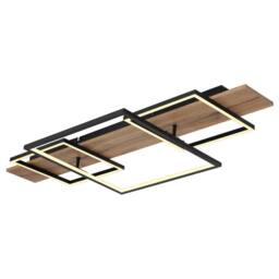 Netlighting Vanni 95x40cm Semi Flush Ceiling Light Matt Black 3x LED 3000K - Size: 95x40 cm