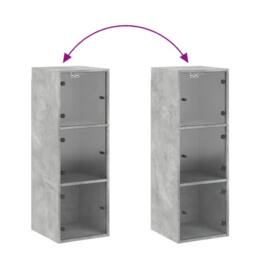Berkfield Home Wall Cabinet with Glass Doors Concrete Grey 35x37x100 cm - Size: 35 x 37 x 100 cm - thumbnail 9