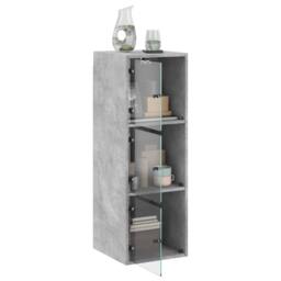 Berkfield Home Wall Cabinet with Glass Doors Concrete Grey 35x37x100 cm - Size: 35 x 37 x 100 cm - thumbnail 5