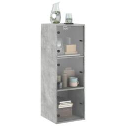Berkfield Home Wall Cabinet with Glass Doors Concrete Grey 35x37x100 cm - Size: 35 x 37 x 100 cm - thumbnail 4