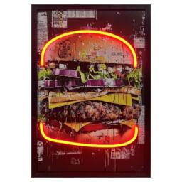 HOME LUXE INTERIOR Cheeseburger Neon LED Wall Art - 40x60cm Pop Art Kitchen USB - Size: 40x60 cm - thumbnail 5