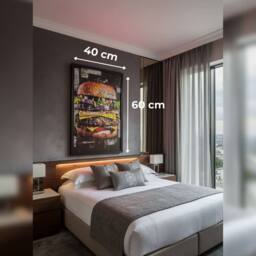 HOME LUXE INTERIOR Cheeseburger Neon LED Wall Art - 40x60cm Pop Art Kitchen USB - Size: 40x60 cm - thumbnail 3