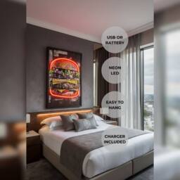 HOME LUXE INTERIOR Cheeseburger Neon LED Wall Art - 40x60cm Pop Art Kitchen USB - Size: 40x60 cm - thumbnail 2