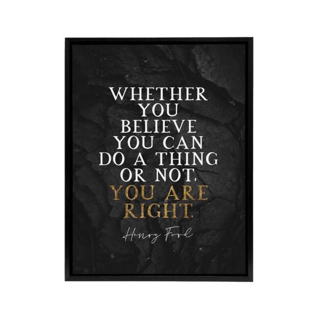 "Artery8 You Are Right Slate Quote Henry Ford Framed Canvas Wall Art Print in Grey - Size: W12"" x H16""" - image 1