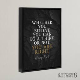 "Artery8 You Are Right Slate Quote Henry Ford Framed Canvas Wall Art Print in Grey - Size: W12"" x H16""" - thumbnail 2