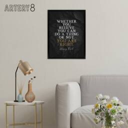 "Artery8 You Are Right Slate Quote Henry Ford Framed Canvas Wall Art Print in Grey - Size: W12"" x H16""" - thumbnail 3