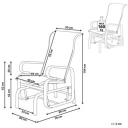 Wyld and Coco Brown Outdoor Rocking Chair - Powder-Coated Aluminium Frame - thumbnail 3