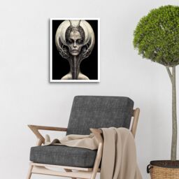 "Artery8 Wall Art Print Alien Queen Gothic Art Framed in White - Size: W12"" x H16""" - thumbnail 2