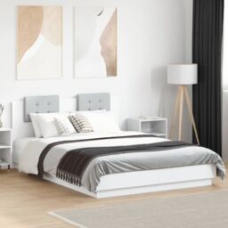 Berkfield Home Bed Frame with LED without Mattress White 120x200 cm - Size: Small Double - thumbnail 1