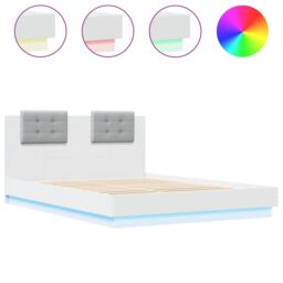 Berkfield Home Bed Frame with LED without Mattress White 120x200 cm - Size: Small Double - thumbnail 2