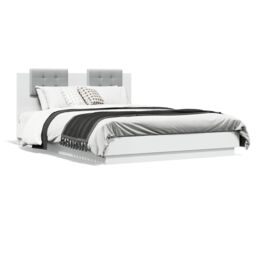 Berkfield Home Bed Frame with LED without Mattress White 120x200 cm - Size: Small Double - thumbnail 5