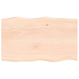 Berkfield Home Table Top 100x60x2 cm Untreated Solid Wood Oak Live Edge in Brown - Size: 100 x 60 x 2 cm - thumbnail 1