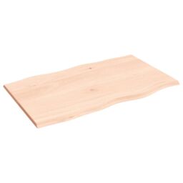 Berkfield Home Table Top 100x60x2 cm Untreated Solid Wood Oak Live Edge in Brown - Size: 100 x 60 x 2 cm - thumbnail 2