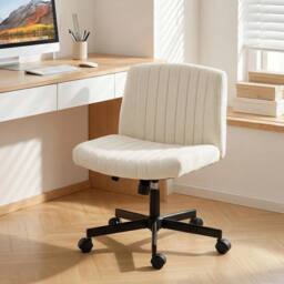 KORVIXA Armless Office Chair with Wheels in Cream - Size: 100 cm x 100 cm - thumbnail 3