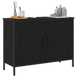Berkfield Home Modern Bathroom Sink Cabinet Black Oak 80x30x60 cm Engineered Wood - Size: 80 x 30 x 60 cm - thumbnail 1