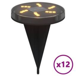 Berkfield Home Solar Ground Lights with Ground Spikes Outdoor 12 pcs Warm White in Black - thumbnail 3