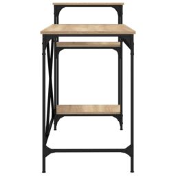 Berkfield Home Desk with Shelves Sonoma Oak 135x50x90 cm Engineered Wood&Iron in Brown - Size: 135 x 50 x 90 cm - thumbnail 6