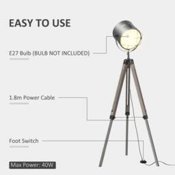 Wyld Haus Lesado Zine Grey Adjustable Tripod Floor Lamp with Spotlight Head - thumbnail 8