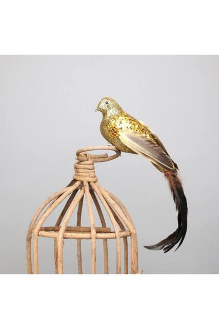 KDMD Gold Paradise Bird w clip Christmas Ornament - image 1