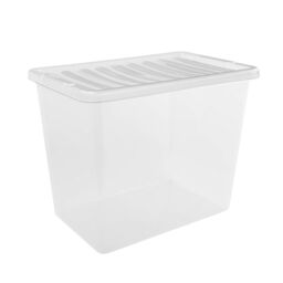 simpa 80L Stackable Plastic Storage Boxes - Set of 5 in Clear - thumbnail 2