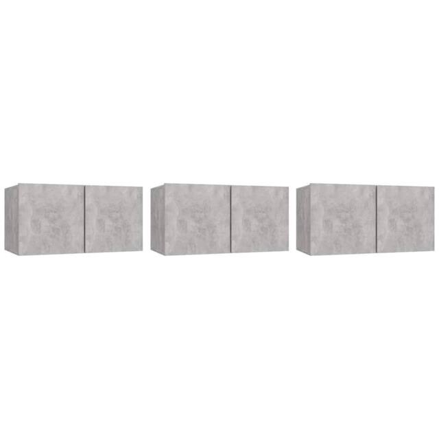 Berkfield Home Hanging TV Cabinets 3 pcs Concrete Grey 60x30x30 cm - Size: 60 x 30 x 30 cm - image 1