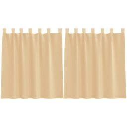Berkfield Home Voile Curtains with Loops 2 pcs Sand 140x140 cm in Brown - thumbnail 2