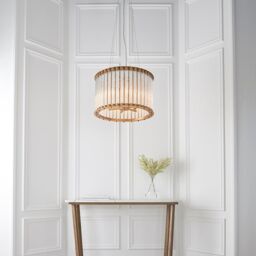 Loops Matt Gold Glass Tube Ceiling Chandelier - Decorative Glass Rods - 6 Bulb Fitting in Clear - thumbnail 4