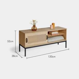 EONLION TV Unit Cabinet Stand Wood Effect in Brown - Size: 100 cm - thumbnail 2