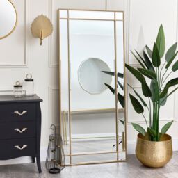 Melody Maison Large Gold Framed Art Deco Wall / Leaner Mirror 80cm X 180cm - Size: 80 cm X 180 cm - thumbnail 2
