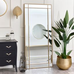 Melody Maison Large Gold Framed Art Deco Wall / Leaner Mirror 80cm X 180cm - Size: 80 cm X 180 cm - thumbnail 3
