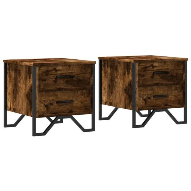 Berkfield Home Bedside Cabinets 2 pcs Smoked Oak 40x41x40 cm Engineered Wood in Brown - Size: 40 x 41 x 40 cm - image 1