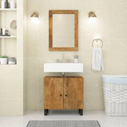 Berkfield Home Mirror 70x50 cm Solid Wood Mango & Glass in Brown - thumbnail 2