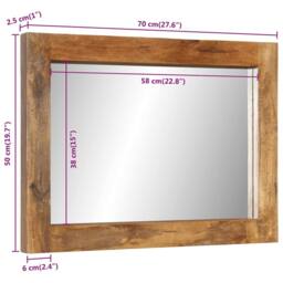 Berkfield Home Mirror 70x50 cm Solid Wood Mango & Glass in Brown - thumbnail 9