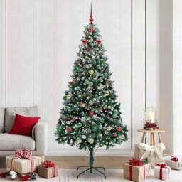 Berkfield Home Artificial Christmas Tree with 300 LEDs with Stand Green 240 cm - thumbnail 1