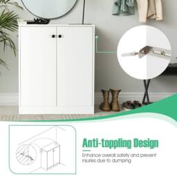 Costway 2-Door Storage Cabinet Buffet Cabinet w/ 3 Shelves Sideboard Kitchen Hallway in White - thumbnail 5