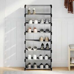 Berkfield Home Shoe Rack 8-Tier Grey 54x28x124 cm Non-woven Fabric - Size: 54 x 28 x 124 cm - thumbnail 4