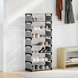 Berkfield Home Shoe Rack 8-Tier Grey 54x28x124 cm Non-woven Fabric - Size: 54 x 28 x 124 cm - thumbnail 3