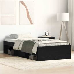 Berkfield Home Bed Frame without Mattress Black Oak 75x190 cm Engineered Wood - thumbnail 2