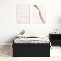 Berkfield Home Bed Frame without Mattress Black Oak 75x190 cm Engineered Wood - thumbnail 3
