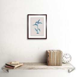 "Artery8 Wall Art Print Blue & Beige Long Leaves Art Black Framed 9x7 inch in Brown - Size: W7"" x H9""" - thumbnail 2