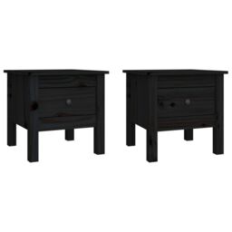 Berkfield Home Side Tables 2 pcs Black 40x40x39 cm Solid Wood Pine - Size: 40 x 40 x 39 cm - thumbnail 2