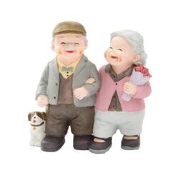 Gainsborough Happy Couple Walking Dog Garden Ornament, Weather Resistant - thumbnail 2