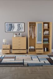 Home Discount Vida Designs 3Pc Bedroom Set 2Bedside, 5 Drawer Chest, Mirror Wardrobe in Brown - thumbnail 3