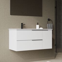Banyetti Celtic Duo 1000mm Wall Hung Vanity Unit with Door & Basin - Gloss White - thumbnail 9