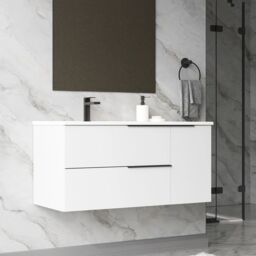 Banyetti Celtic Duo 1000mm Wall Hung Vanity Unit with Door & Basin - Gloss White - thumbnail 3