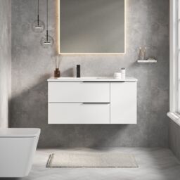 Banyetti Celtic Duo 1000mm Wall Hung Vanity Unit with Door & Basin - Gloss White