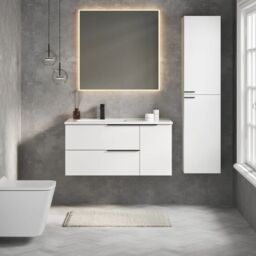 Banyetti Celtic Duo 1000mm Wall Hung Vanity Unit with Door & Basin - Gloss White - thumbnail 5
