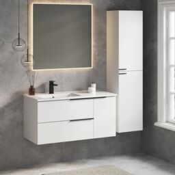 Banyetti Celtic Duo 1000mm Wall Hung Vanity Unit with Door & Basin - Gloss White - thumbnail 6