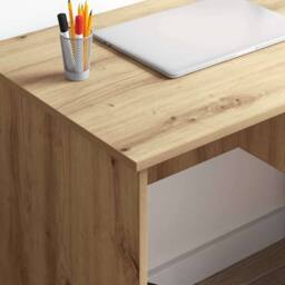 Berkfield Home Modern Desk with Storage Artisan Oak 90x49.5x75 cm Engineered wood in Beige - thumbnail 4